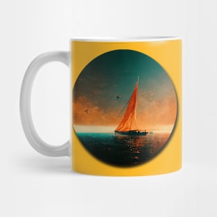 Sailboat at sunset Mug